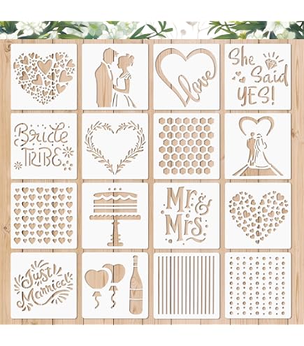 Lot de 6 pochoirs en acier inoxydable pour journal, scrapbooking, projets d' artisanat