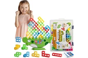 Lktvys Balance Game, Board Game for Kids, Family Board Games with Building Blocks, 48 PCS Stacking Game, Fun and Educational Toy to Improve Focus and Coordination, Comes with Carrying Case