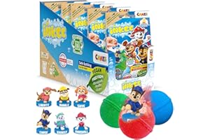 INKEE SURPRISE PAW PATROL | Bombe da bagno per bambini con sorpresa, giocattolo per vasca da bagno della pattuglia canina con sapore di gomma da masticare ed effetto schiuma, 5 pezzi.