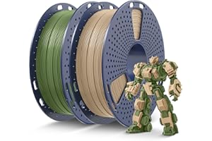 SUNLU PLA Plus filament 1,75 mm, 1 kg, ulepszony filament PLA+ do drukarki 3D, dokładność pomiaru ± 0,02 mm, 0,5 kg x 2 szpulki (dąb + oliwkowa zieleń)