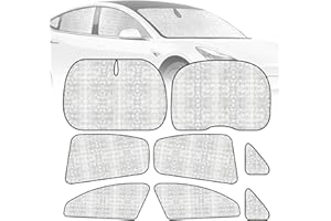 MIRTHBUY 8 PCS Improved Tes-la Model Y Sunshade Side Windows Rear UV Blocker Cover, Windshield Sun Shades Covers Sunproof,Cool Material for Sun Protection Heat Insulation Camping Privacy with Storage Bag