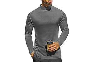 Ekouaer Camiseta Interior térmica de Invierno para Hombre Camiseta de Manga Larga con Cuello Alto S-XXL