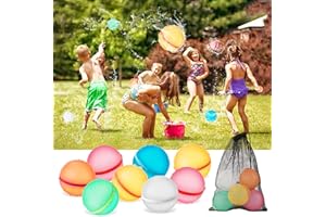 SKEUFY Wiederverwendbare Wasserbomben 16 Stück & 1 Mesh Bag, Magnet Selbstschließend Wiederverwendbar Schnell Wiederbefüllbare Silikon Wasserbomben Für Wasserschlachten, Familienaktivitäten