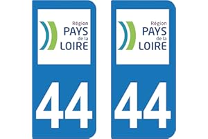 Supstick 2 Stickers Autocollant Plaque IMMATRICULATION DEPT 44 Région Pays de la Loire