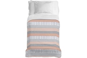 PENSIERI DELICATI Copriletto 170 x 280 cm, Telo Singolo 100% Cotone Pique, Ideale Come Telo Arredo, Coperta Salva Letto 1 Piazza, Fantasia Azteco Arancio, 100% Made in Italy