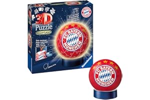 Ravensburger 3D Puzzle 12177 - Nachtlicht Puzzle-Ball FC Bayern München - ab 6 Jahren, LED Nachttischlampe mit Klatsch-Schalter