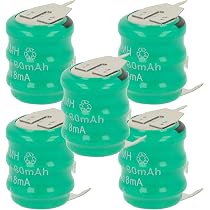 5x Batteria a bottone (3x cella) tipo V80H 3 pin per modellismo ecc. - 80mAh 3,6
