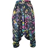 Gheri Men's Cotton Hemp Harem Aladdin Genie Wide Crotch Ninja Pants Trousers