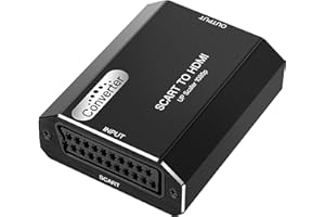 KUYIA Convertitore audio e video da scart a HDMI adattatore scart in uscita HDMI con guscio in alluminio, interruttore HD 720P/1080P, convertitore di alta qualità per monitor HDTV VHS