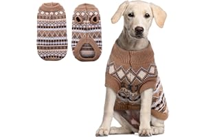 Hjumarayan Hundepullover - Boho Hundepullover Mittelgroße Hunde Weihnachtspullover, Schöne Hunde Pullover mit Geschirr Öffnung, Dicken Hundepulli Französische Bulldogge Labrador Pullis (Kaffee XL)