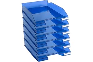 Exacompta - 113260D - juego de 6 bandejas carpetas de fundas COMBO MIDI - dimensiones 34,6 x 25,5 x 6,5 cm - para documentos en formato A4 + - color azul real transparente brillante