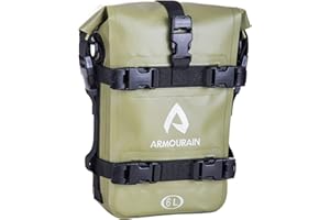 ‎ARMOURAIN ARMOURAIN Motorrad Stoßstangen Seitentasche Tasche Wasserdicht 6L Motor Sturzbügel Seitentaschen Tasche mit Schultergurt Motorräder Seitenrahmen Seitenkoffer Tasche Reiten Werkzeuge (PVC Armeegrün)