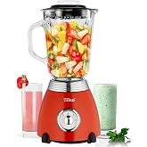 ZLN7057 60s retro blender, 6-compartment metal blade, 1.5 liter ml, 500 Watt, glass, stainless steel, pulse function, home