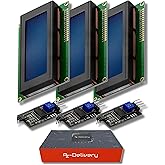 AZDelivery HD44780 2004 LCD-Skärmbunt Blå 4x20 Tecken med I2C-Gränssnitt kompatibel med Arduino och Raspberry Pi inklusive en