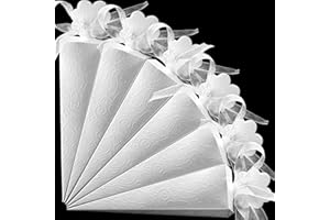Tomkity 100 pz Coni Portariso Matrimonio Bianco Portaconfetti per Matrimonio Battesimo con Nastro
