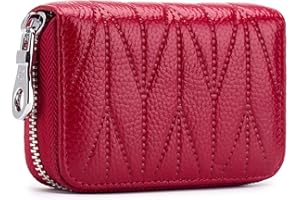 Meowoo Credit Card Holder RFID Blocking Genuine Leather Mini Credit Card Wallet Purse with Zipper for Women Men