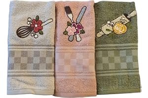 Vingi ALAMBRA Set Strofinacci Cucina Home CANOVACCI Cotone Moderni Ricamati (Fantasia 5)