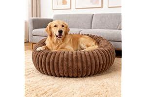 SHJOEE Cama Tipo Donut para Perros y Gatos Cama Redonda para Mascotas Cesta de Perros Relajante y Lavable Cesto de Felpa para Gato Sofá para Perros y Gatos Pequeños/Medianos Inferior Antideslizante