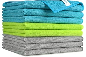 AIDEA Panni per la Pulizia in Microfibra Confezione da 8, Strofinacci senza Pelucchi e senza Strisce, Asciugamano Riutilizzabile Lavabile per Casa, Cucina, Auto, Vetri, Pavimenti 30 x 40cm