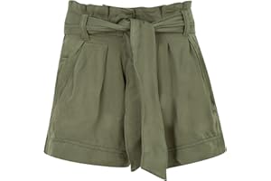 AELSTORES Short Paperbag pour fille - Short en denim - Taille haute - Ceinture - Pantalon chaud - Style denim élégant - Tendance - Pour enfants - 9, 10, 11, 12, 13, 14, 15 ans