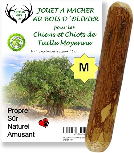 Bois D'Olivier Naturel Pour Chiens – Lot De 2 Bâtons XS 13 Cm – Jouet à Mâcher Anti-Stress & Hygiène Dentaire – Huile D'Olive Vierge