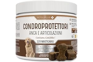 PETSUPLUS Joint Care Cani Articolazioni - Integratore Articolazioni Cane - Condroprotettori - Condroitina e Glucosamina, MSM, Collagene e Acido Ialuronico -120 Masticabili