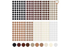 HEILOK 540 Pieces Screw Hole Covers Stickers Self Adhesive Screw Hole Covers Waterproof Textured PVC Screw Covers Protecting Screws Cover Stickers For Wooden Furniture(10 Sheets,Ø21mm)