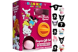 Hello Kitty und Freunde Überraschungsbox, 12 Sanrio Kapseln mit Kuromi My Melody Cinnamoroll Figuren, Kawaii Spielzeug und kleines Geschenk für Mädchen und Frauen (Rosa 12 Pcs)