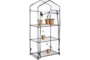 Relaxdays Gewächshaus Balkon, PVC-Folie, Stahl, HxBxT: 126 x 59 x 37 cm, Foliengewächshaus 3 Ebenen, schwarz/transparent