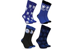 Chelsea F.C. Socks Boys 4 Pack Teens Soft Calf Length Socks Football Gifts for Boys Supporters' Gear for Sports Casual School