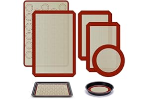 TRAUMARKEU 5 Pezzi Tappetino da Forno in Silicone Antiaderente.Tappetino per Forno.Tappetini Riutilizzabile Cucina Forno,Tappetini Silicone per Biscotti, Amaretti e Pasticcini