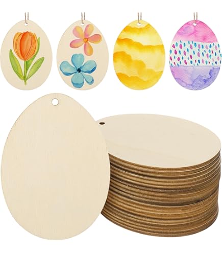 Uovo Di Pasqua, 40 Pezzi Ornamenti In Legno Decorazioni Pasquali Pendenti Con Uova Vuote Non Finite 4 Uova Di Diverse Dimensioni Ornamenti Da Appendere In Legno Fai-da-te Decorazioni Per Pasquali