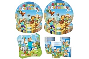 YEAHBOOM 50 Stück Partygeschirr Set,Kindergeburtstag Partygeschirr,Geburtstag Party Geschirr Set,Partyzubehör Pappteller Set,Mit Teller Becher Servietten,Party Geschirr für 10 Gäste