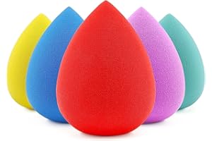 BEAKEY Maquillage Éponge à Fond de Teint Blender, Blender Beauty pour Beauty Maquillage de Mélange de Fond de Crème et Poudre Liquides (5 Pièces)
