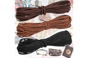 Begpoee 3 Pezzi Cordino in Pelle, Corda in Pelle per Collana, Cordoncino per Braccialetti, Corda di Cuoio, Vintage Corde in Pelle, 10 m x 3 mm, Per Realizzare Collane con Braccialetti(3 Colori)