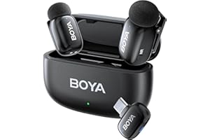 ‎BOYA Boya BOYAMini USB-C Mini Bezprzewodowy Mikrofon, Zmiana AI głosu, 2 Pakiet Mikrofonów Lavalier do Podcast Live Stream Tiktok Vlog Nagrań wideo