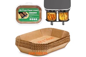 Espekoch 200 Pièces Papier Sulfurisé pour Air Fryer, 22 X 14cm Papier Cuisson Air Fryer, pour Ninja Foodi Af300eu /Af400eu /Cecotec Double Airfryer, Papier Liner Friteuse Sans Huile Accessoires