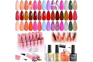 Lavender Violets C405, Pack of 25, Gel Nail Polish, Sparkling Fairy with Foundation Kit, Blooming Gel, Glossy Base and Matte, Top Coat, Dotting, Drawing, Nail Brush Manicure, Soak Off, UV, LED Varnish