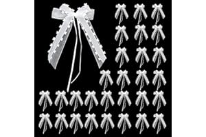 GLORHA 30 STK Autoschleifen Hochzeit, Schleifenband Hochzeit Weiß mit Herzen für Hochzeits, Autoschmuck Tüll- und Satinband
