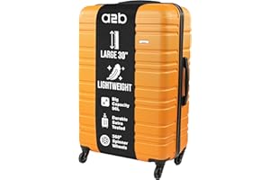A2B 30" Large Light Weight Orange Suitcase - Hard Shell Luggage with 4 Spinner Wheels, Durable ABS Travel Cases for Holiday, Stress Tested Zippers, Ideal for All Travel (Apricot Crush, Large)