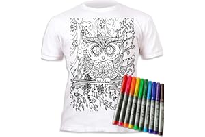 Splat Planet Color-in Owl Camiseta con 6 bolígrafos mágicos lavables no tóxicos, para colorear y lavar