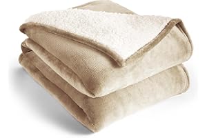 Silentnight Snugsie Giant Blanket - Fleece Throw Plush Blanket Super-Sized with Warm Sherpa Fleece Inside Reversible for Whole Family Sofa Couch Bed - 240 x 180cm – Stone