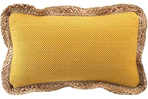 Douceur d'Intérieur akina - cojín con Funda extraíble (30 x 50 cm) Ocre, algodón y poliéster con yute