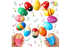 JOYIN 12 Pieces 2.3" Wooden Egg Shakers Maracas Percussion Musical for Party Favors, Classroom Prize Supplies, Musical Instrument, Basket Stuffers Fillers, Easter Hunt