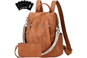 Eshow Zaino Donna Antifurto e Pochette Donna, Zainetto Impermeabile in Pelle Vegana, Borsa Casual ed Moda per Viaggio Scuola Lavoro Shopping e Università