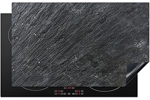 KitchenYeah© Protege Plaque Tapis Pour Induction 85x52 cm Deco Cuisine Protection Vitrocéramique Pour Cuisiniere Pierre naturelle - Industriel - Ardoise - Texture - Gris