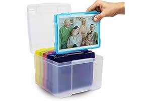 NASTOPEE Photo Storage Box 5"x 7", Multi-Colored Photo Case with 6 Inner Photo Cases, Holds 600 Photos, Clear Photo Storage Box & Crafts Organisers, Seed Storage Box for Photos Cards Pictures Stamps