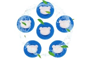 BAHAN ALAMY Haarfänger für Waschmaschine,6 Stück Waschbälle,Wiederverwendbar Nylon Wäschebälle Fusselbälle für Waschmaschine,Waschmaschine Ball für Entfernt tierhaare Fusseln Flusen-Hundehaare (Blau)