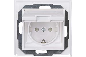 Kopp Athenis 954029085 Flush-Mounted Wet Room Protective Contact Socket, Pure White