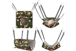 Hedgeink Hamster Hammock House 4Pack Rat Cage Accessories Washable Guinea Pig Bed Hideout Soft Ferret Hanging Nest Swing Small Animals Bedding Hut for Chinchilla Sugar Glider Squirrel